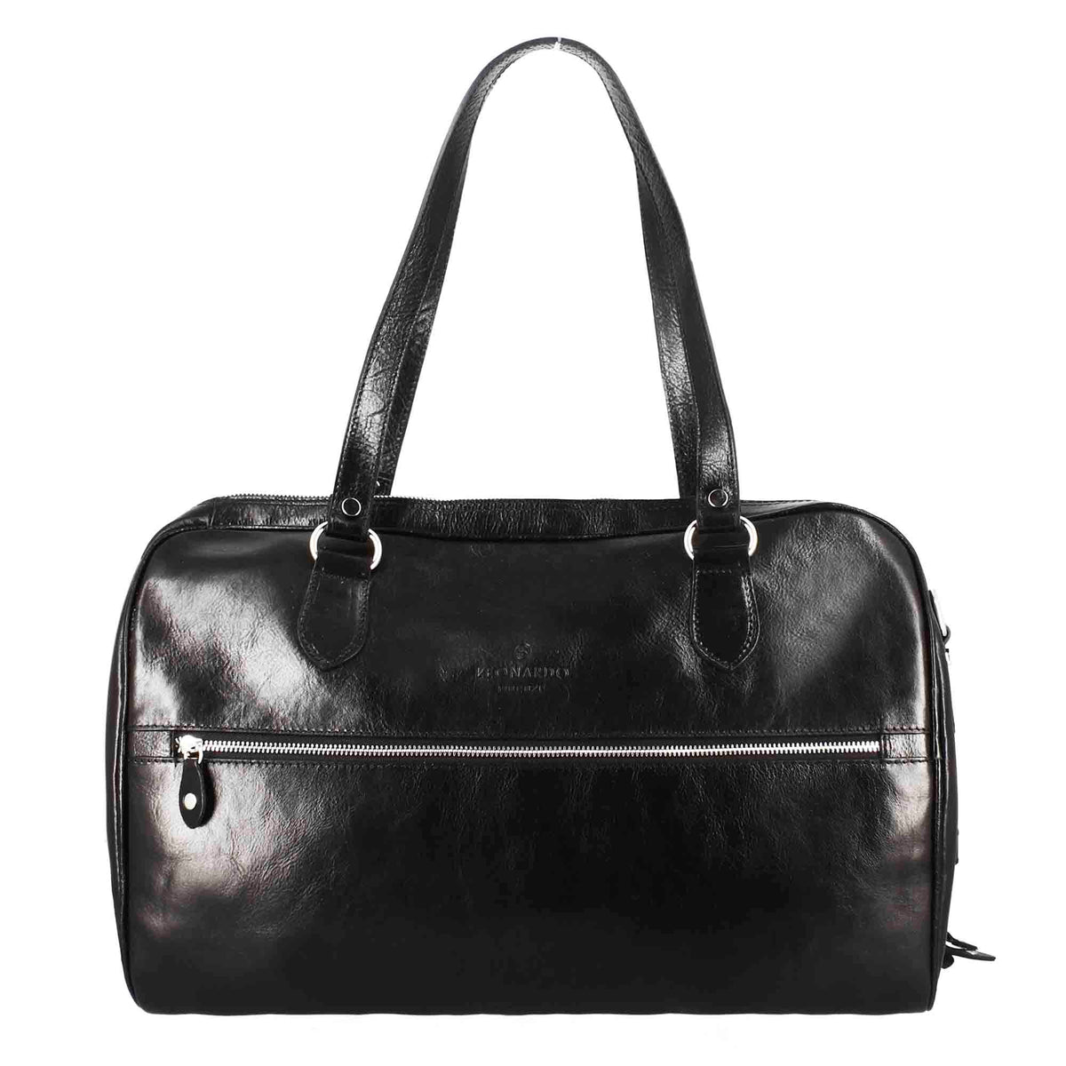 Borse da viaggio in pelle colore nero con manici e tracolla rimovibile - LeonardoShoes