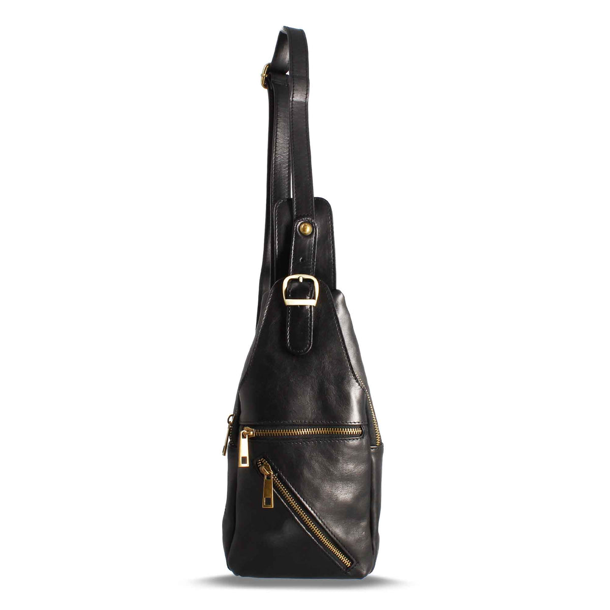 Borsello monospalle in pelle colore nero - LeonardoShoes