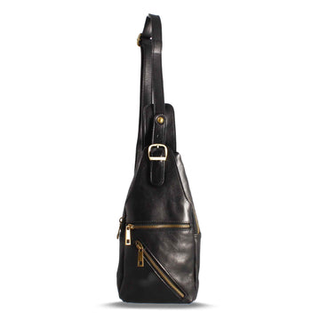 Borsello monospalle in pelle colore nero - LeonardoShoes