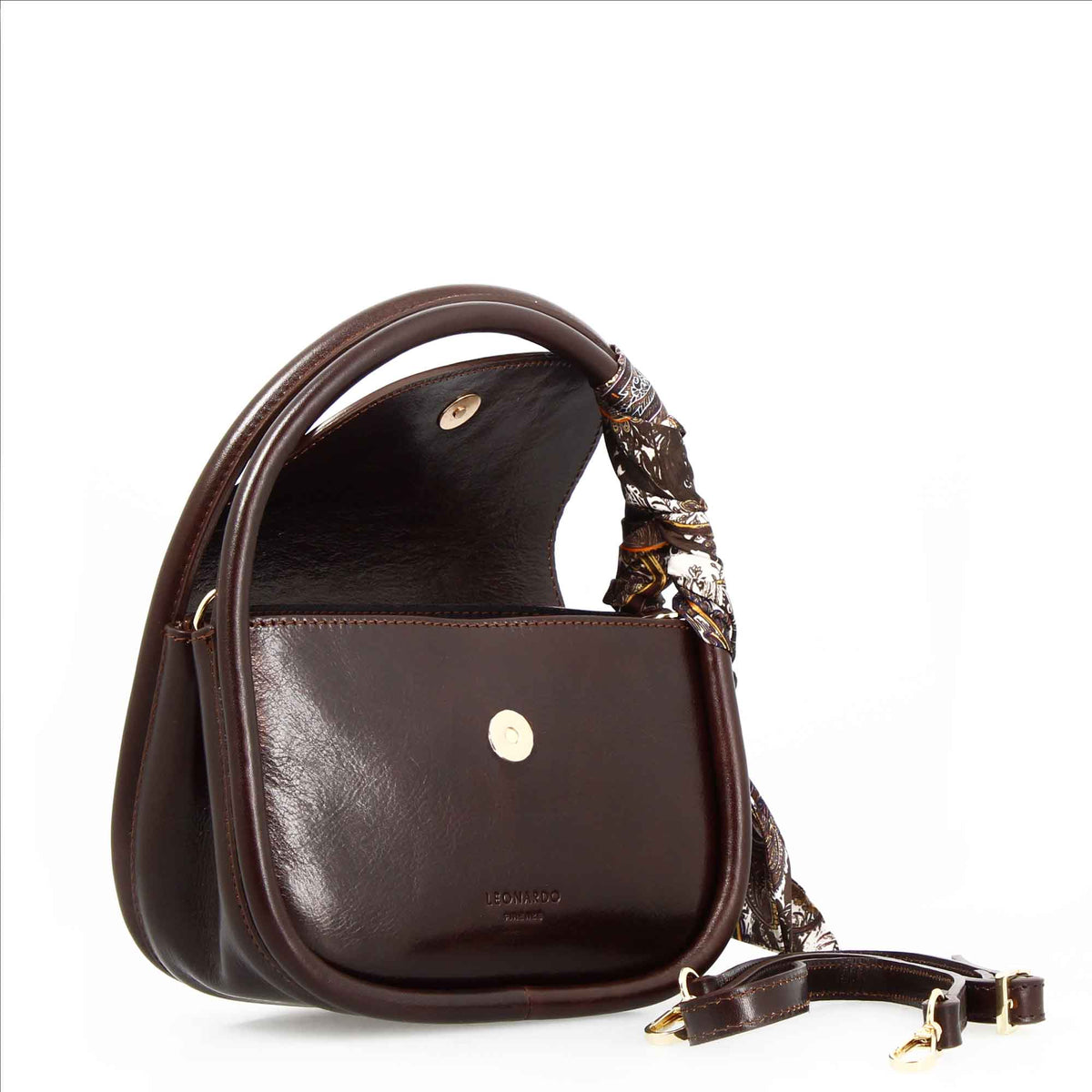 Borsa a mano Caterina artigianale da donna in pelle marrone scuro - LeonardoShoes