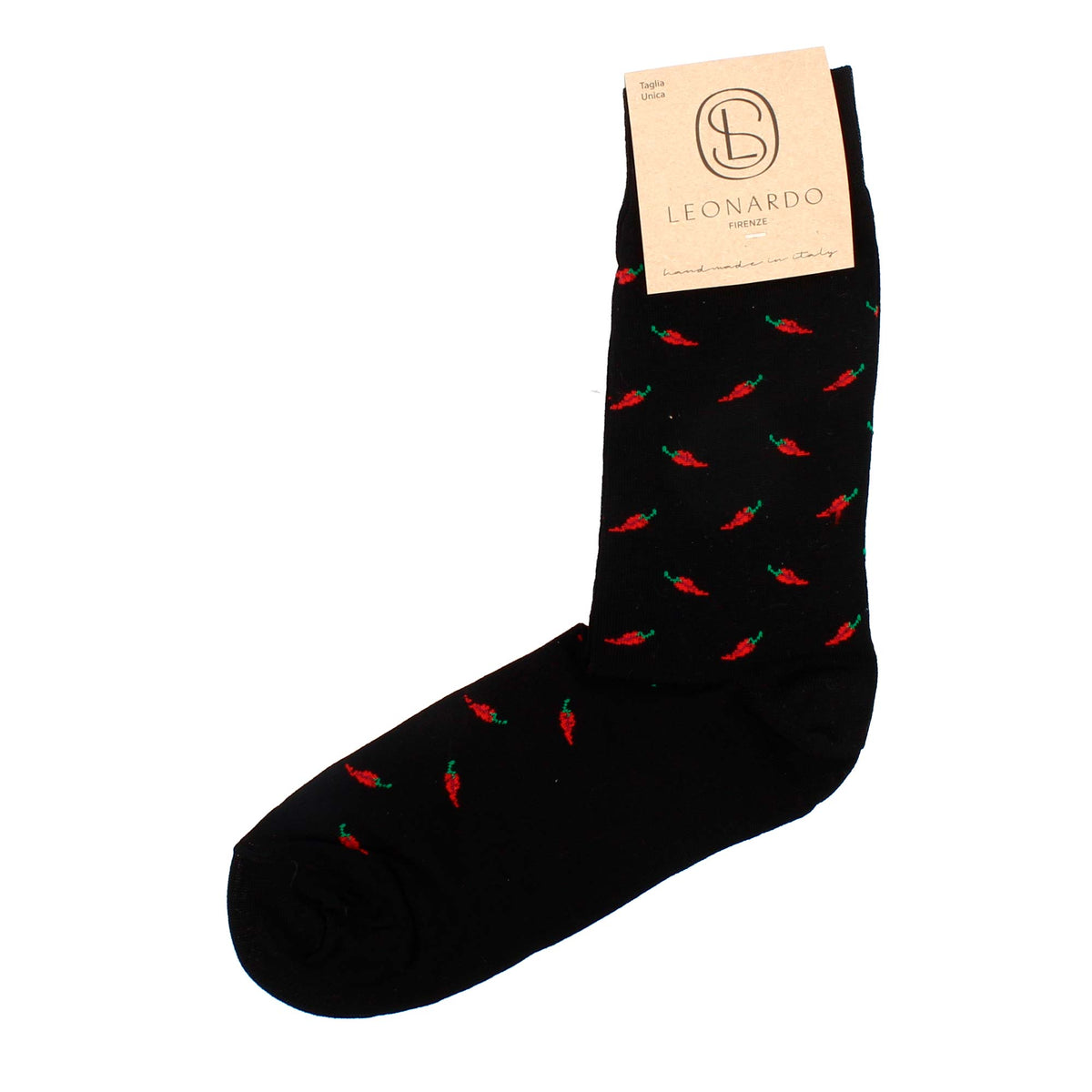 Calzini da uomo in Filo di Scozia blu con disegno peperoncini - LeonardoShoes