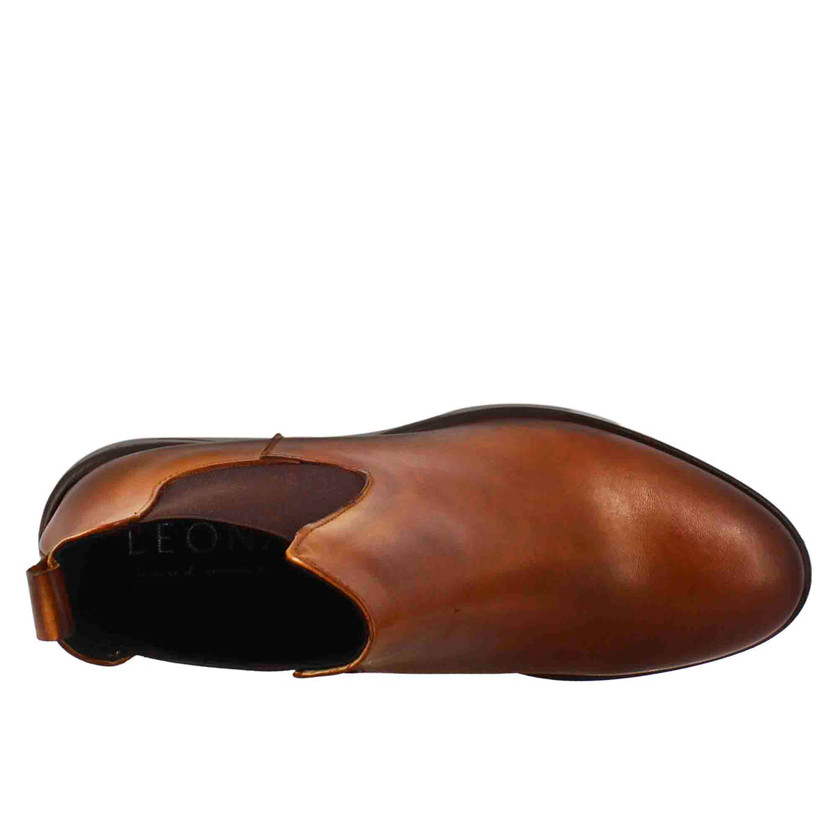 Chelsea da donna liscio con tacco medio in pelle marrone - LeonardoShoes