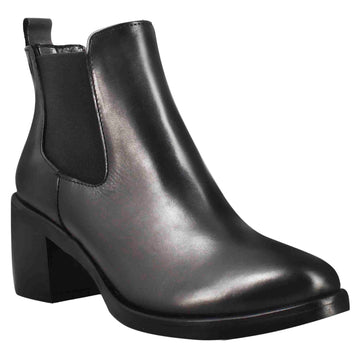 Chelsea da donna liscio con tacco medio in pelle colore nero - LeonardoShoes