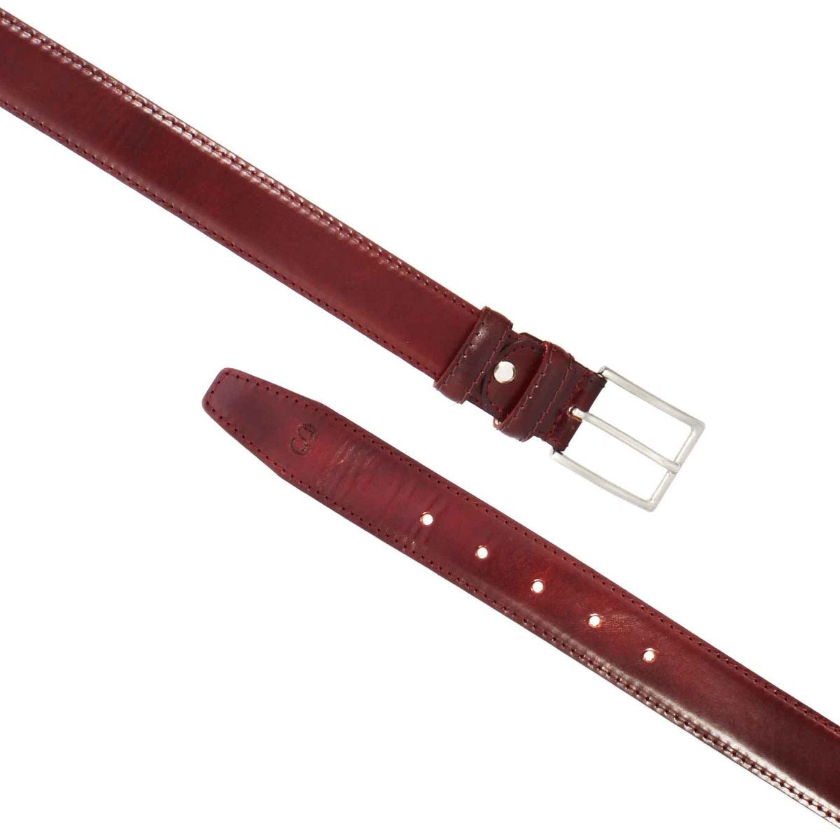 Cintura da uomo in pelle pieno fiore colore bordeaux - LeonardoShoes