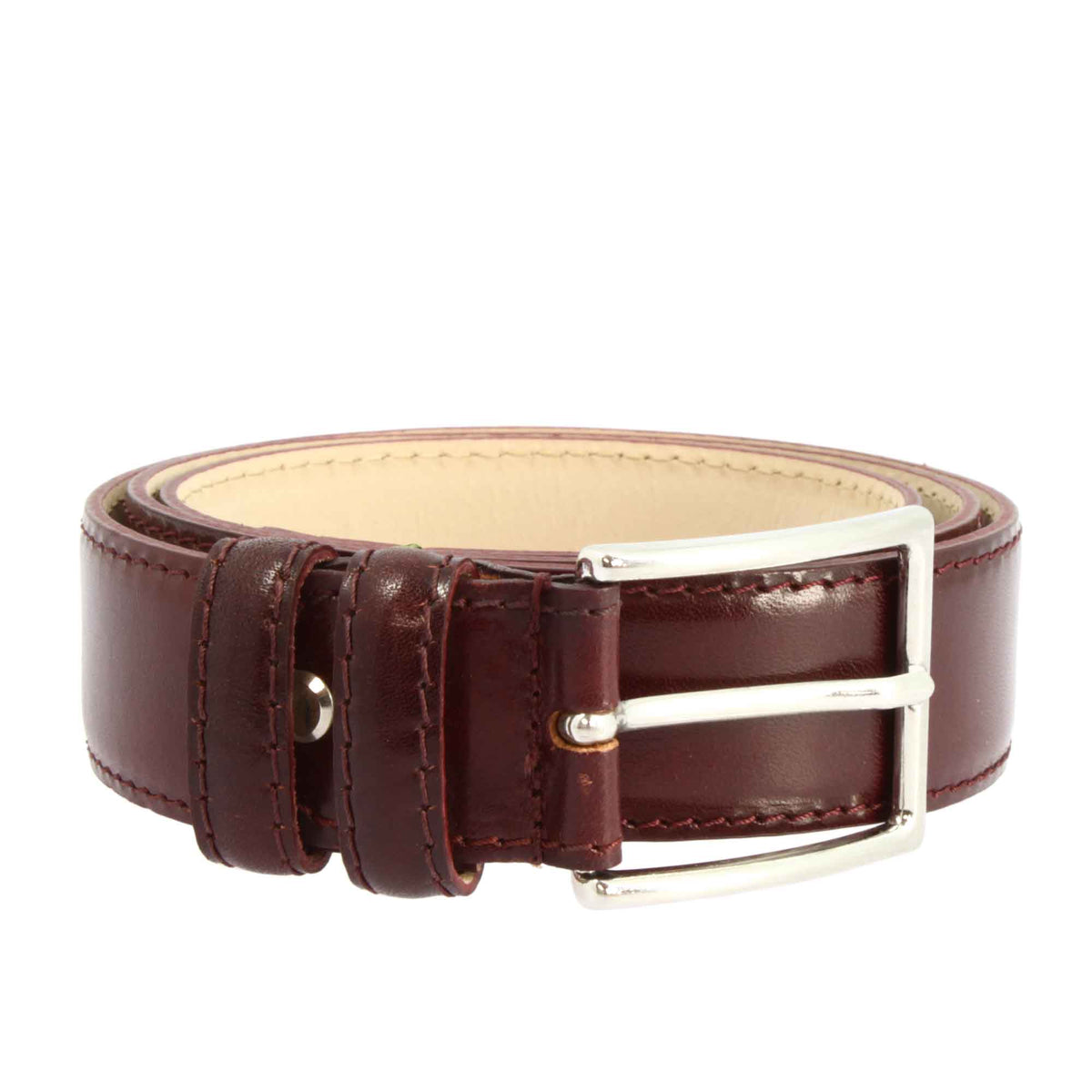 Cintura da uomo in pelle pieno fiore colore bordeaux - LeonardoShoes
