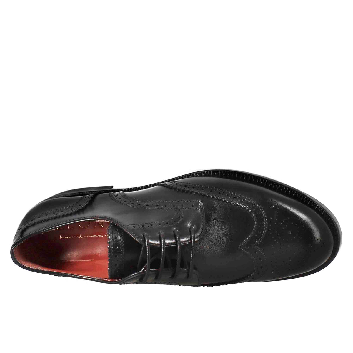 Derby da donna con effetto brogue in pelle colore nero - LeonardoShoes