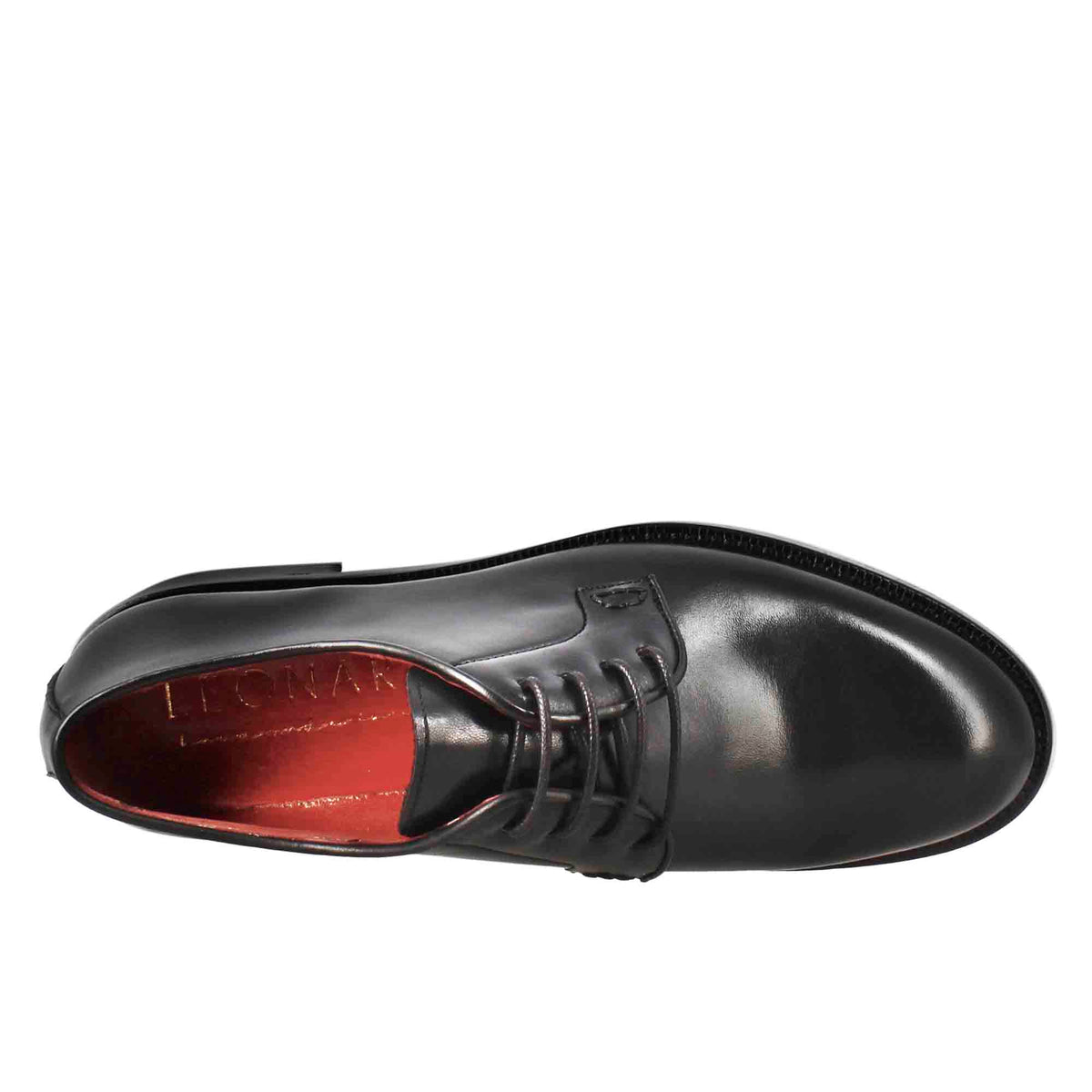 Derby da donna liscio in pelle colore nero - LeonardoShoes