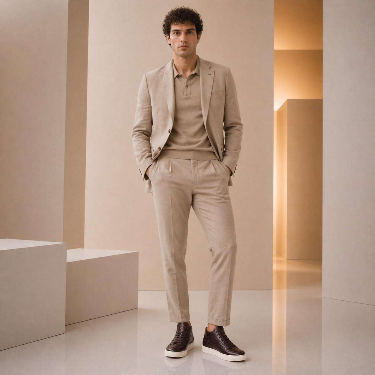 Sneaker alte Domizio da uomo in pelle marrone scuro - LeonardoShoes
