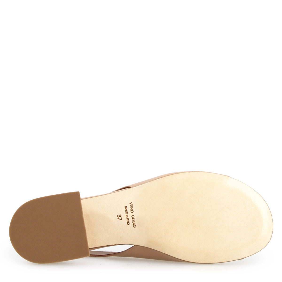 Sandalo Elettra da donna in pelle beige con tacco - LeonardoShoes