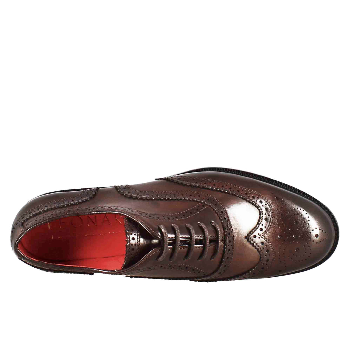 Francesina da donna con dettagli brogue in pelle marrone scuro - LeonardoShoes