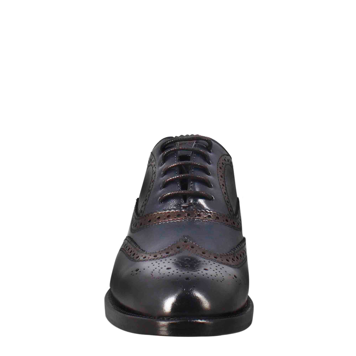 Francesina da donna con effetto brogue in pelle colore blu - LeonardoShoes