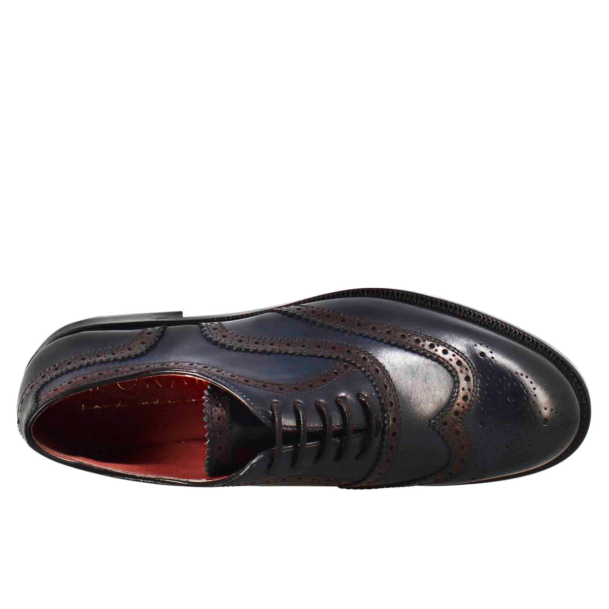 Francesina da donna con effetto brogue in pelle colore blu - LeonardoShoes