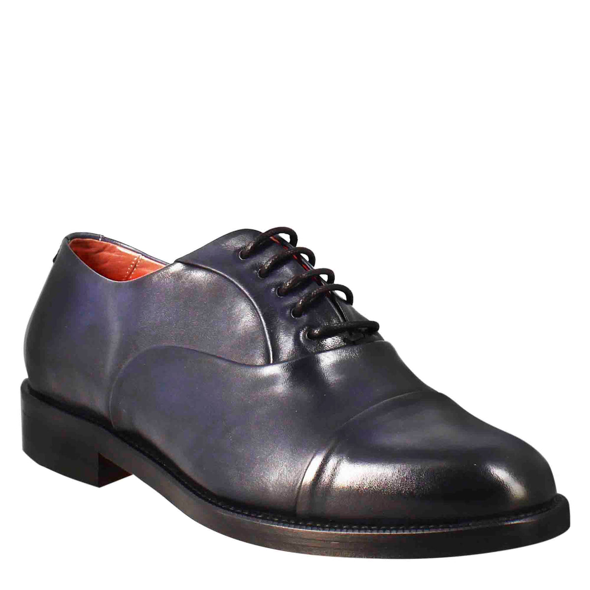 Francesina da donna con cucitura sulla punta in pelle colore blu - LeonardoShoes