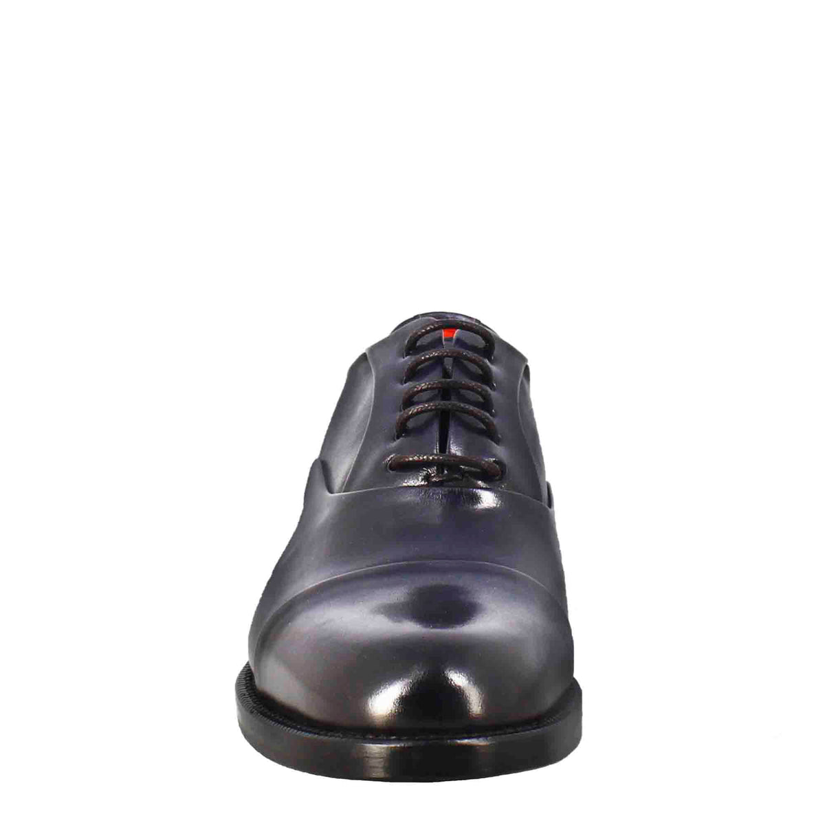Francesina da donna con cucitura sulla punta in pelle colore blu - LeonardoShoes