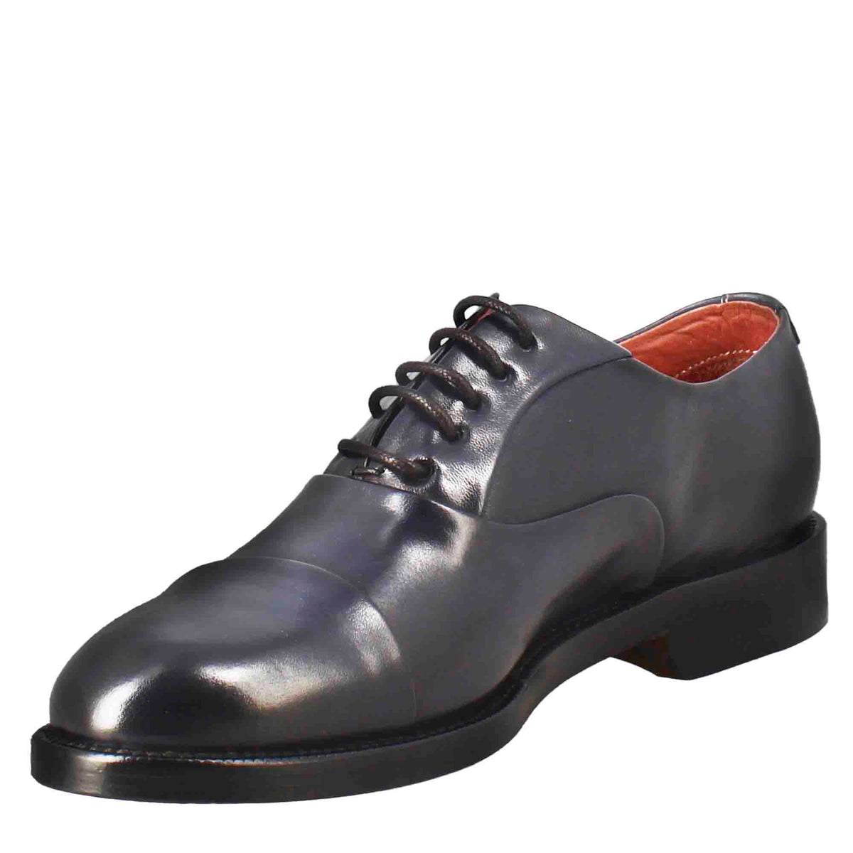 Francesina da donna con cucitura sulla punta in pelle colore blu - LeonardoShoes