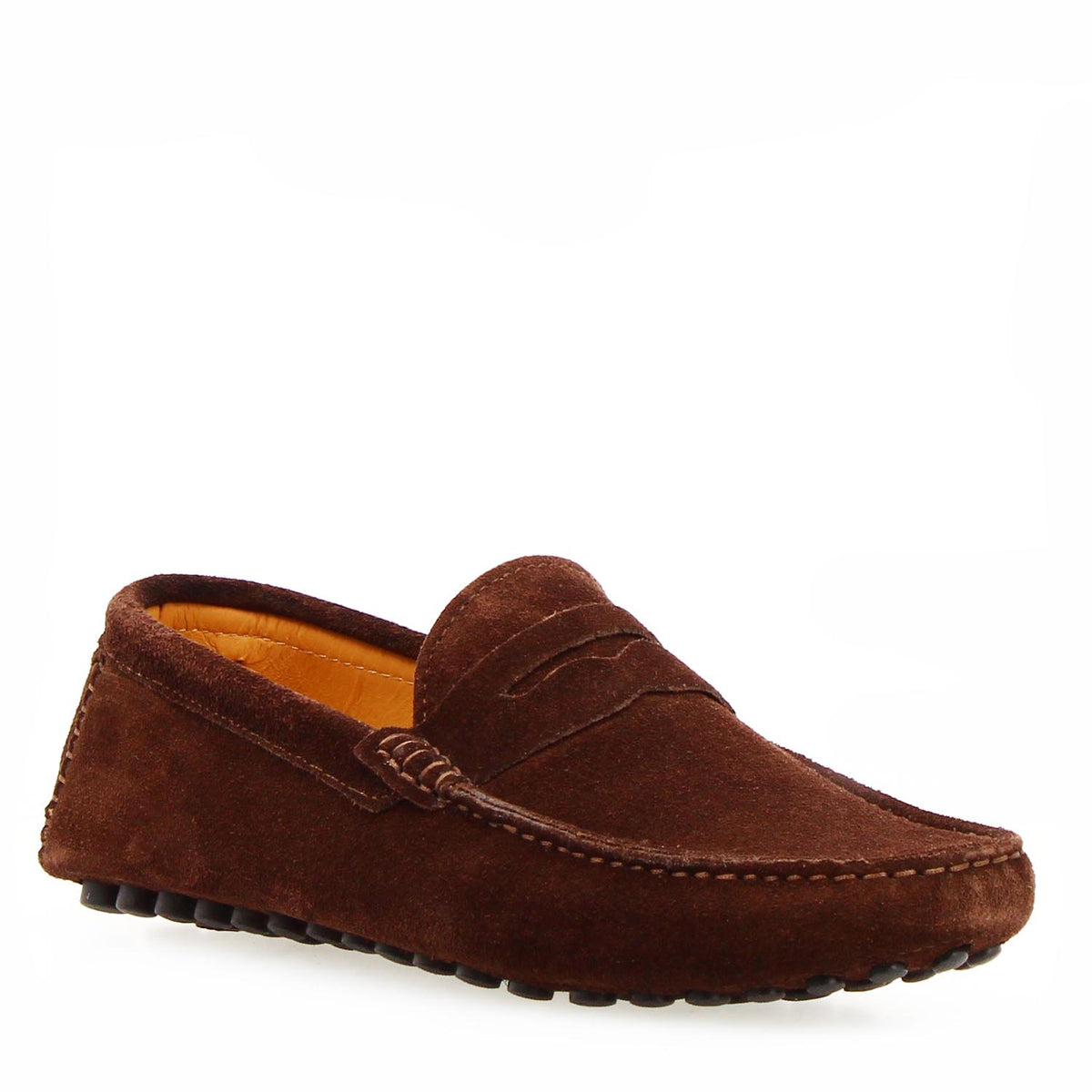 Car shoe Garda da uomo in pelle scamosciata marrone scuro - LeonardoShoes