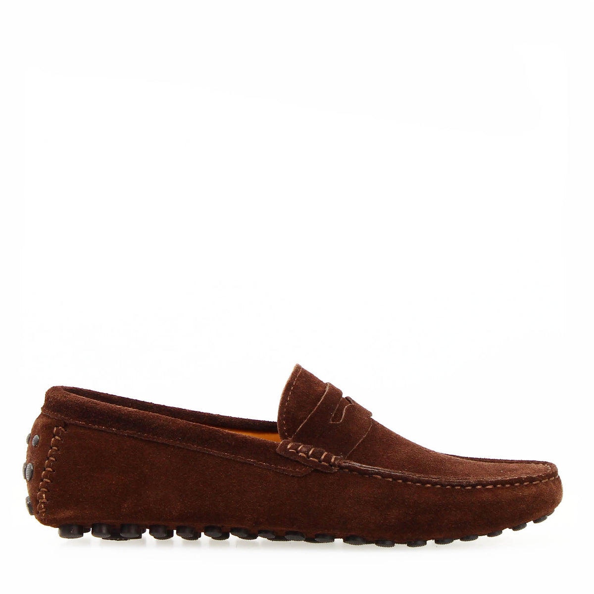 Car shoe Garda da uomo in pelle scamosciata marrone scuro - LeonardoShoes