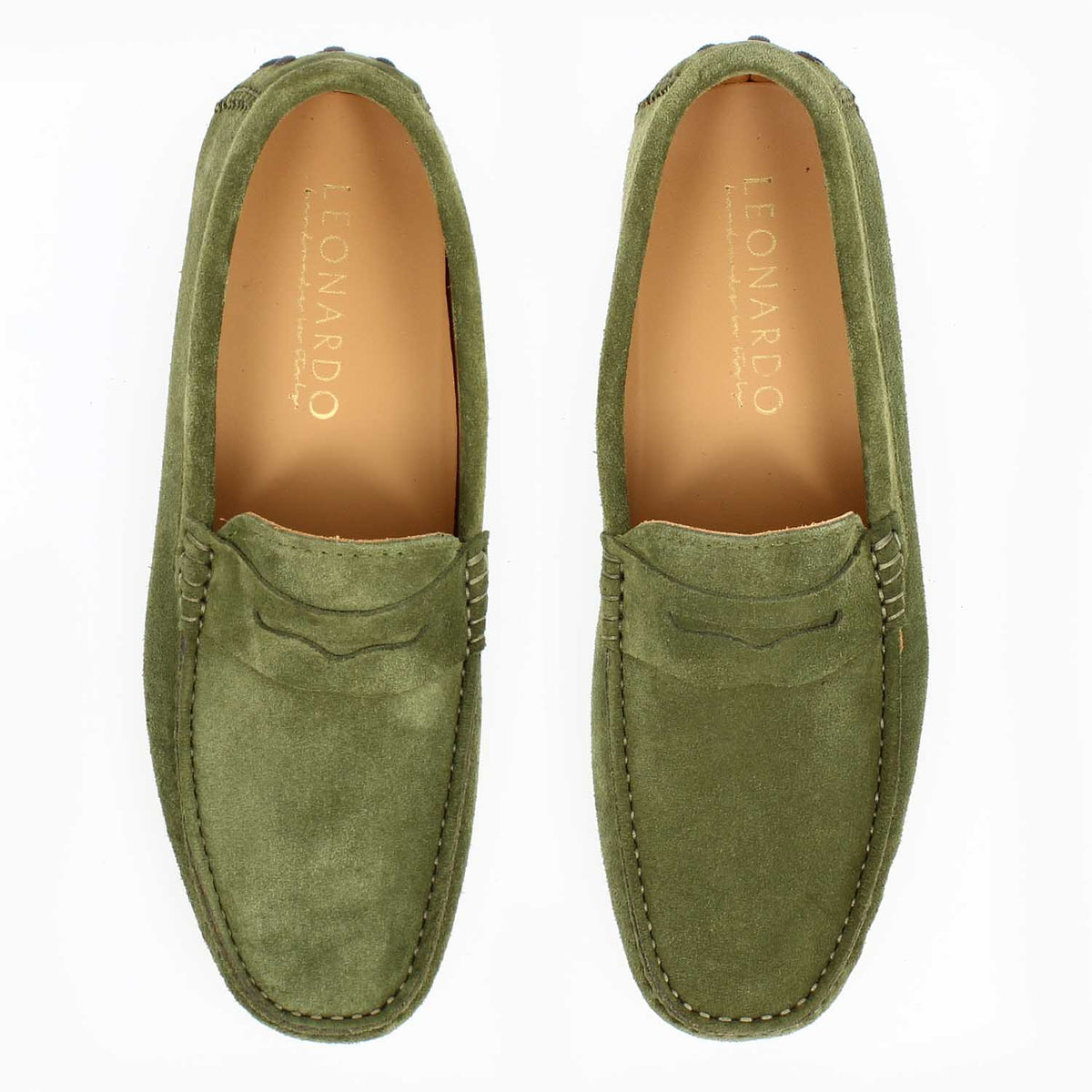 Car shoes Garda da uomo in camoscio verde - LeonardoShoes