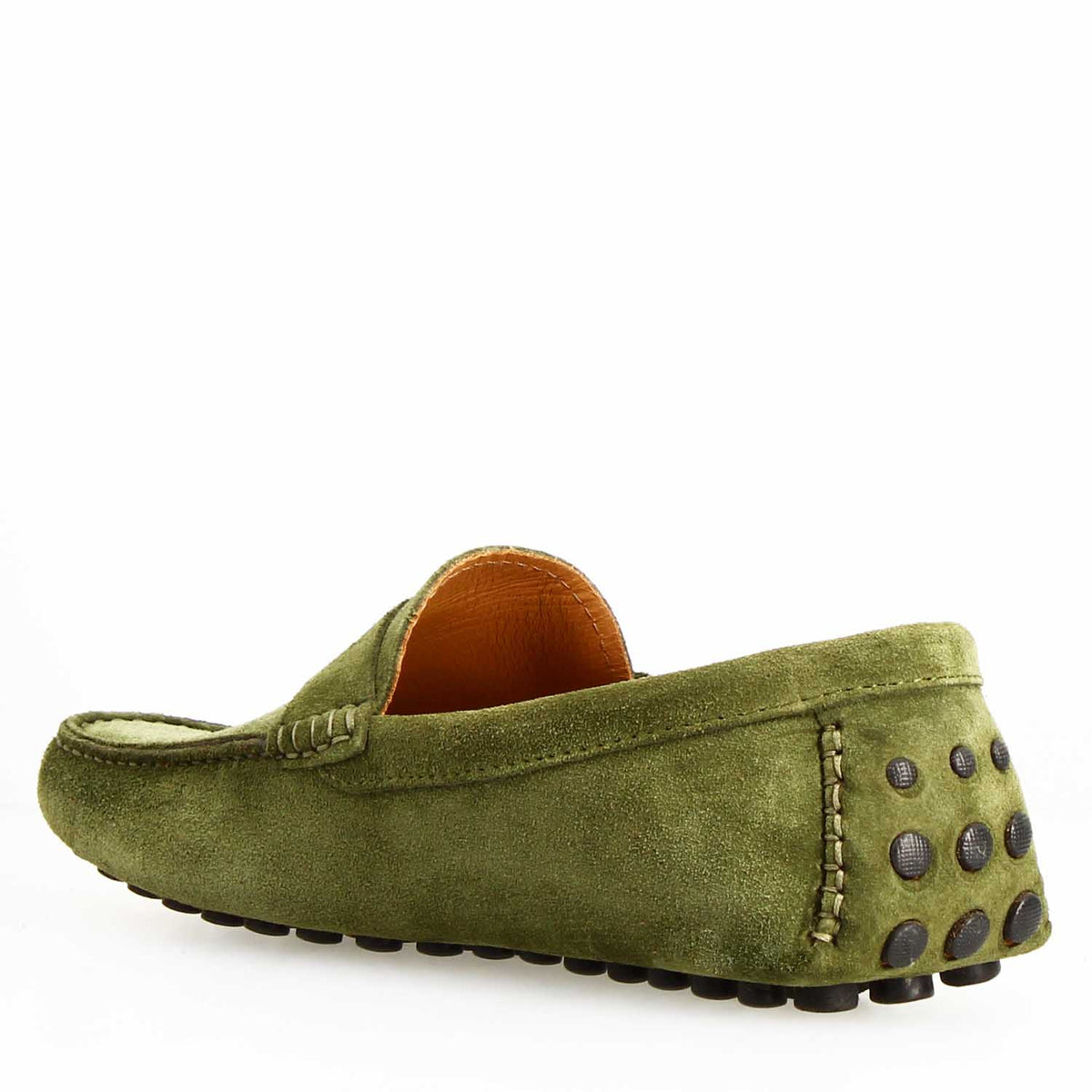 Car shoes Garda da uomo in camoscio verde - LeonardoShoes