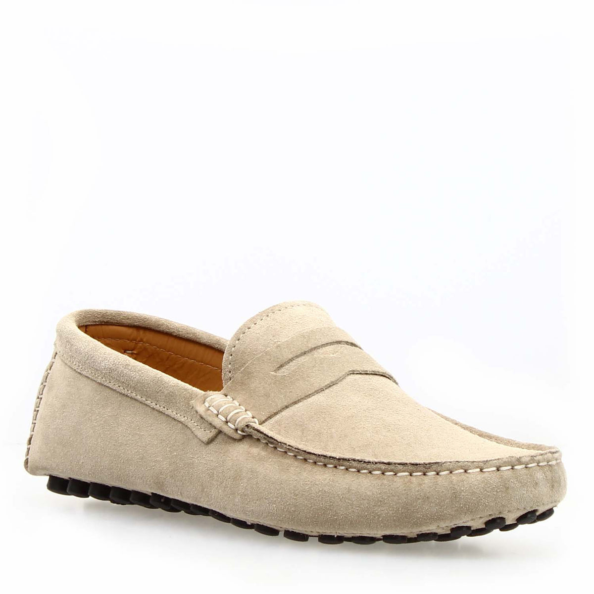 Car shoe Garda da uomo in camoscio beige - LeonardoShoes