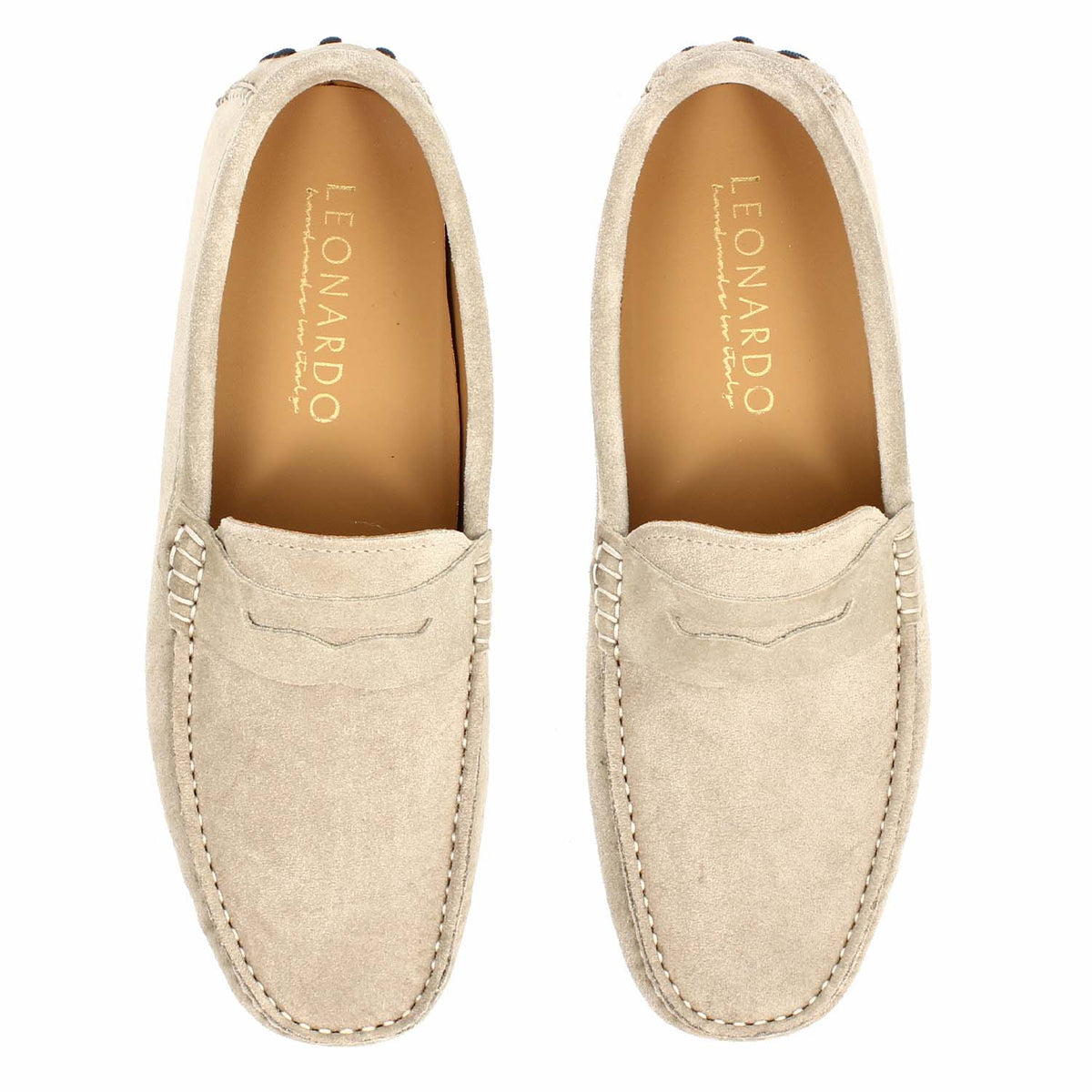 Car shoe Garda da uomo in camoscio beige - LeonardoShoes