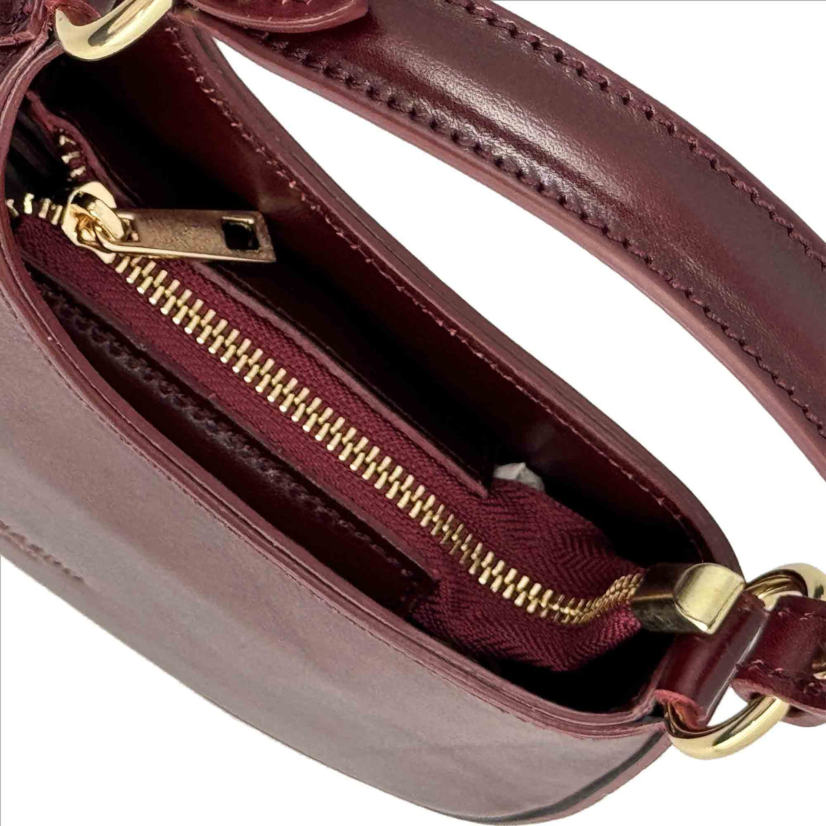 Isotta S - Mini borsa mezzaluna in pelle bordeaux