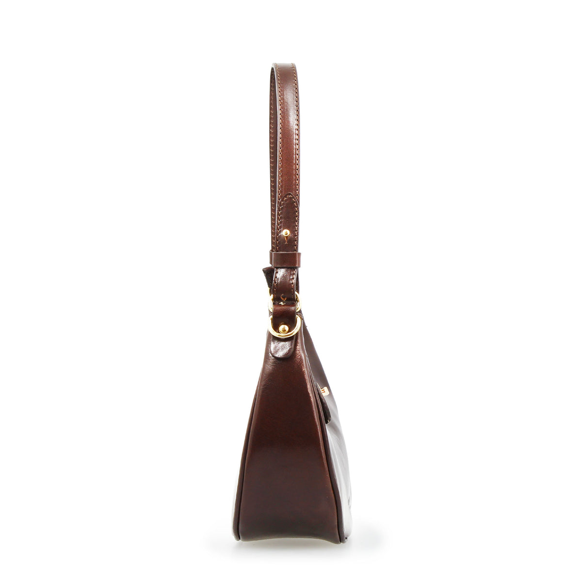 Jane - Borsa a spalla in pelle marrone scuro doppia chiusura.