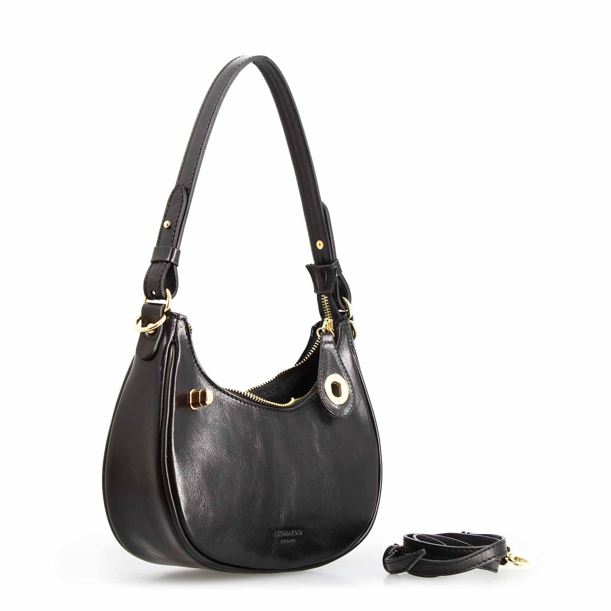 Jane - Borsa a spalla donna in pelle nera doppia chiusura