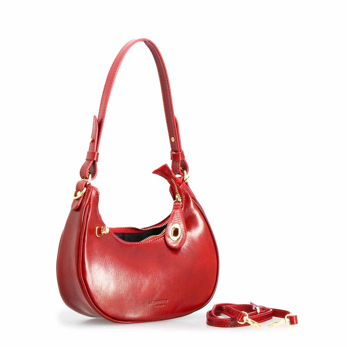 Jane - Borsa a spalla donna in pelle rossa doppia chiusura