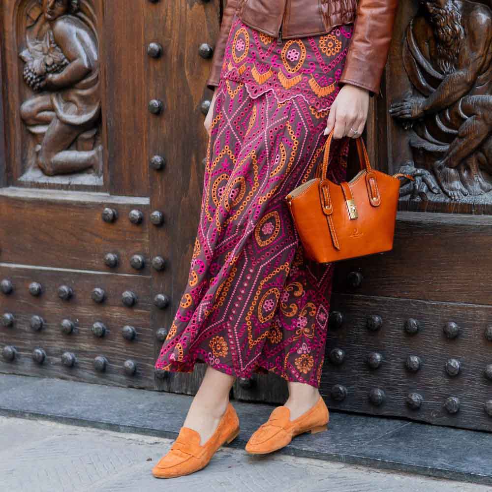 Borsa a mano Lisa da donna in pelle arancione - LeonardoShoes