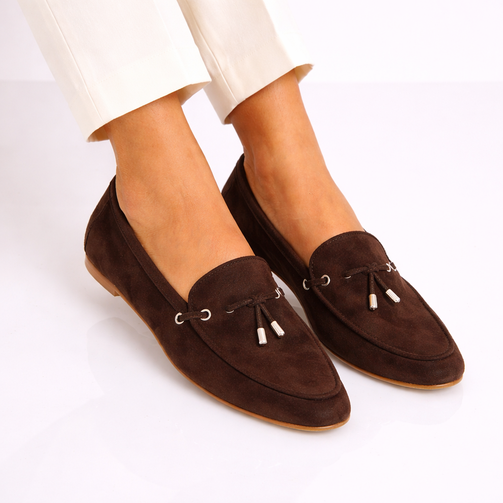 Mocassino da donna Arsilia in camoscio marrone scuro - LeonardoShoes