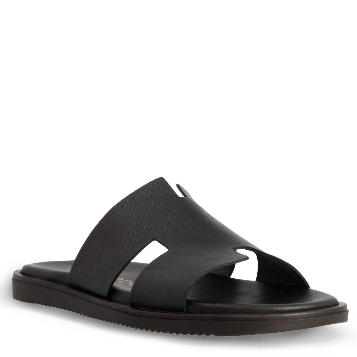 Sandali uomo a H in pelle stampata colore nero fatti a mano - LeonardoShoes