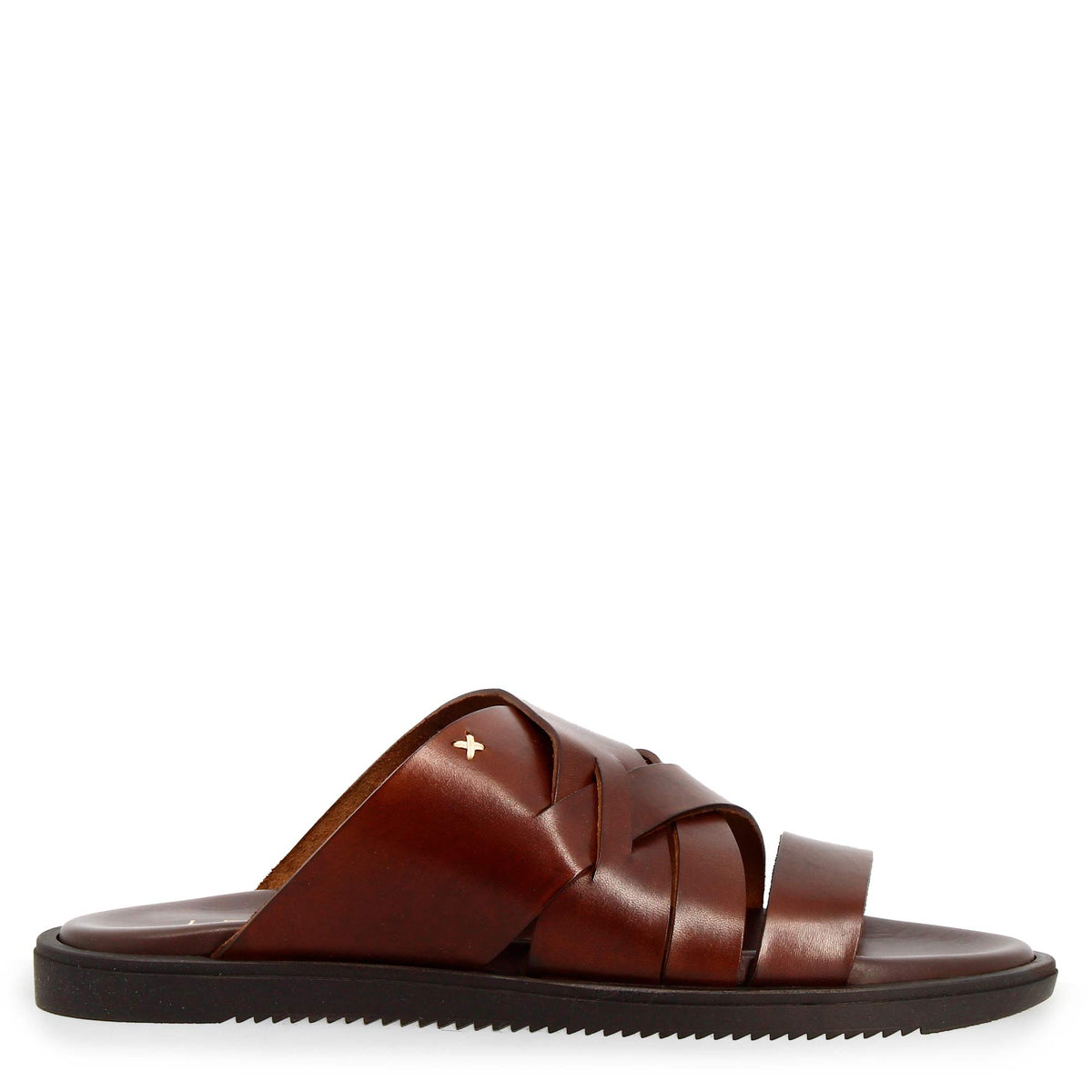 Sandali intrecciati da uomo in pelle  colore marrone fatti a mano - LeonardoShoes
