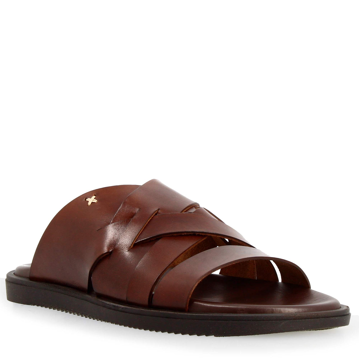 Sandali intrecciati da uomo in pelle  colore marrone fatti a mano - LeonardoShoes