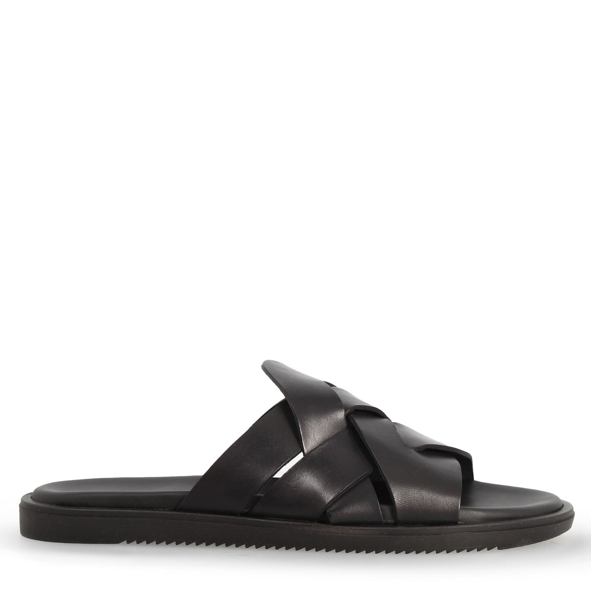 Sandalo artigianale elegante da uomo in pelle colore nero - LeonardoShoes