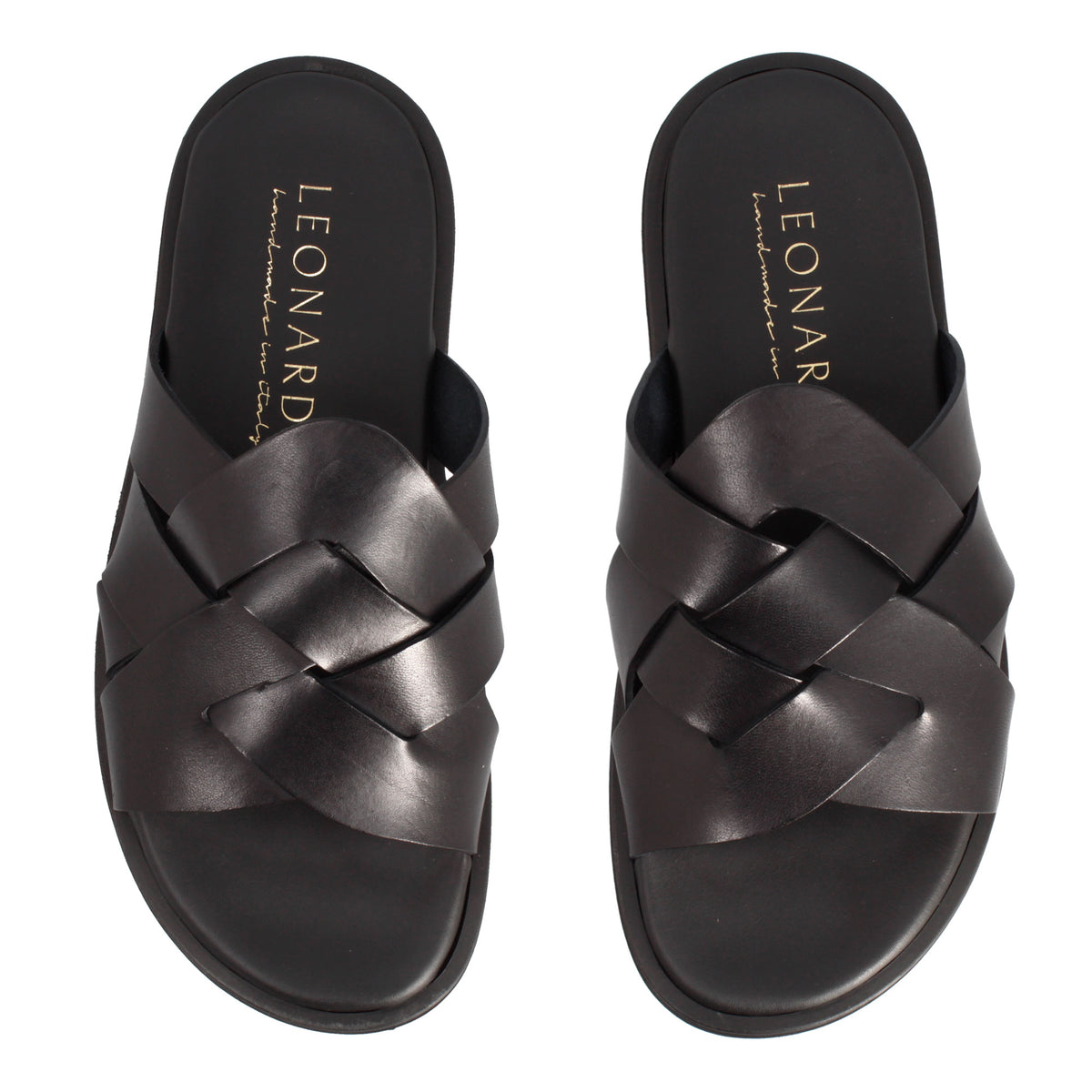 Sandalo artigianale elegante da uomo in pelle colore nero - LeonardoShoes
