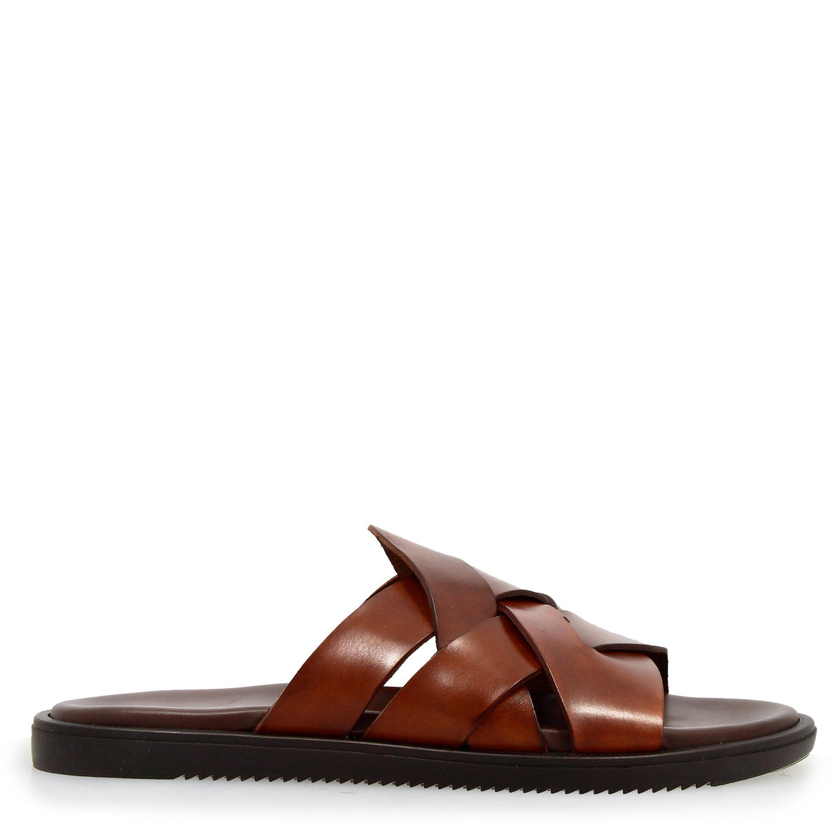 Sandalo artigianale elegante da uomo in pelle marrone - LeonardoShoes