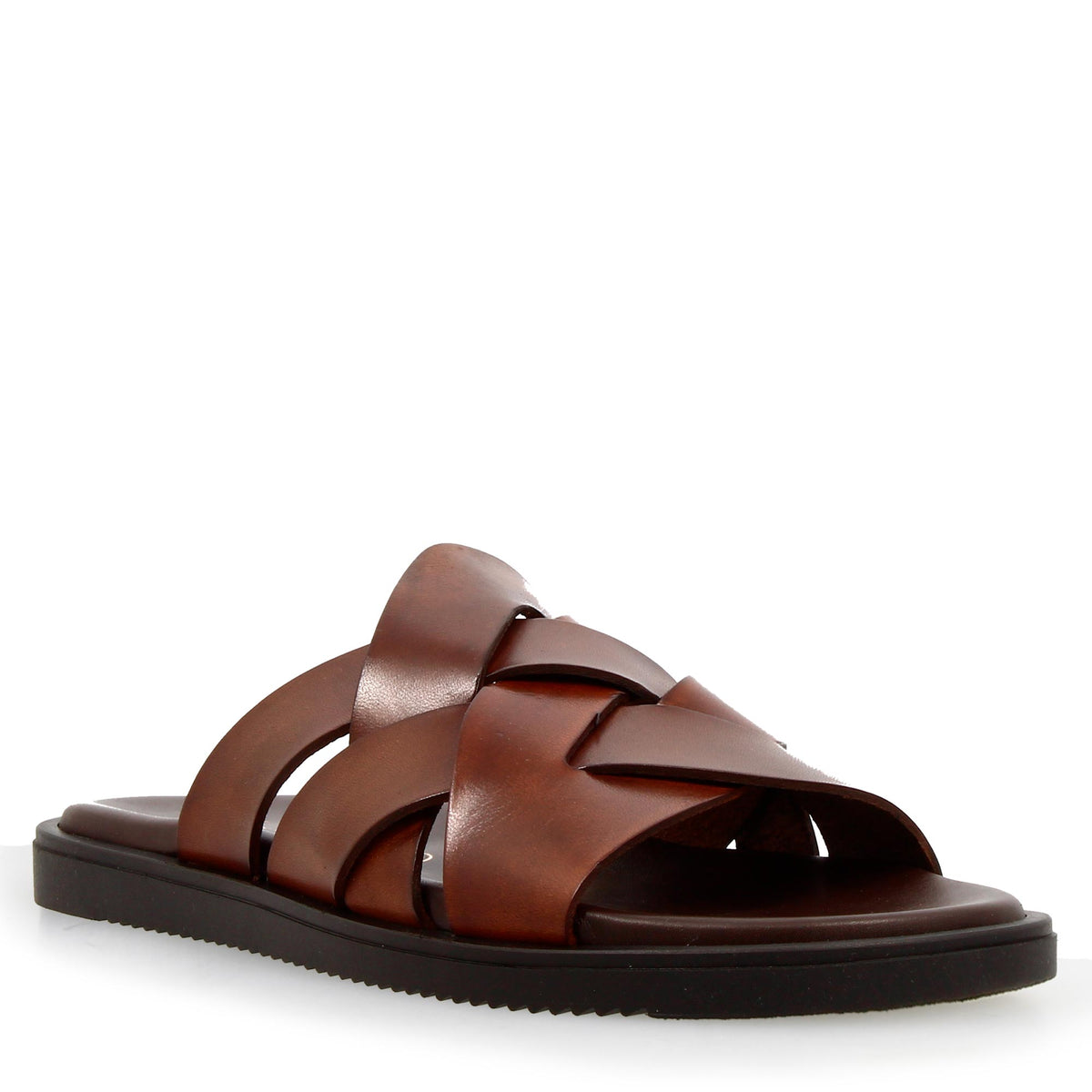 Sandalo artigianale elegante da uomo in pelle marrone - LeonardoShoes