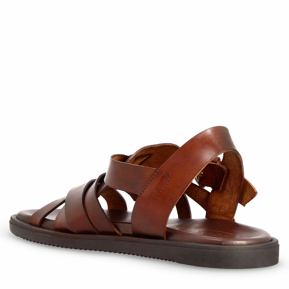 Sandali artigianali da uomo con fasce in pelle marrone - LeonardoShoes