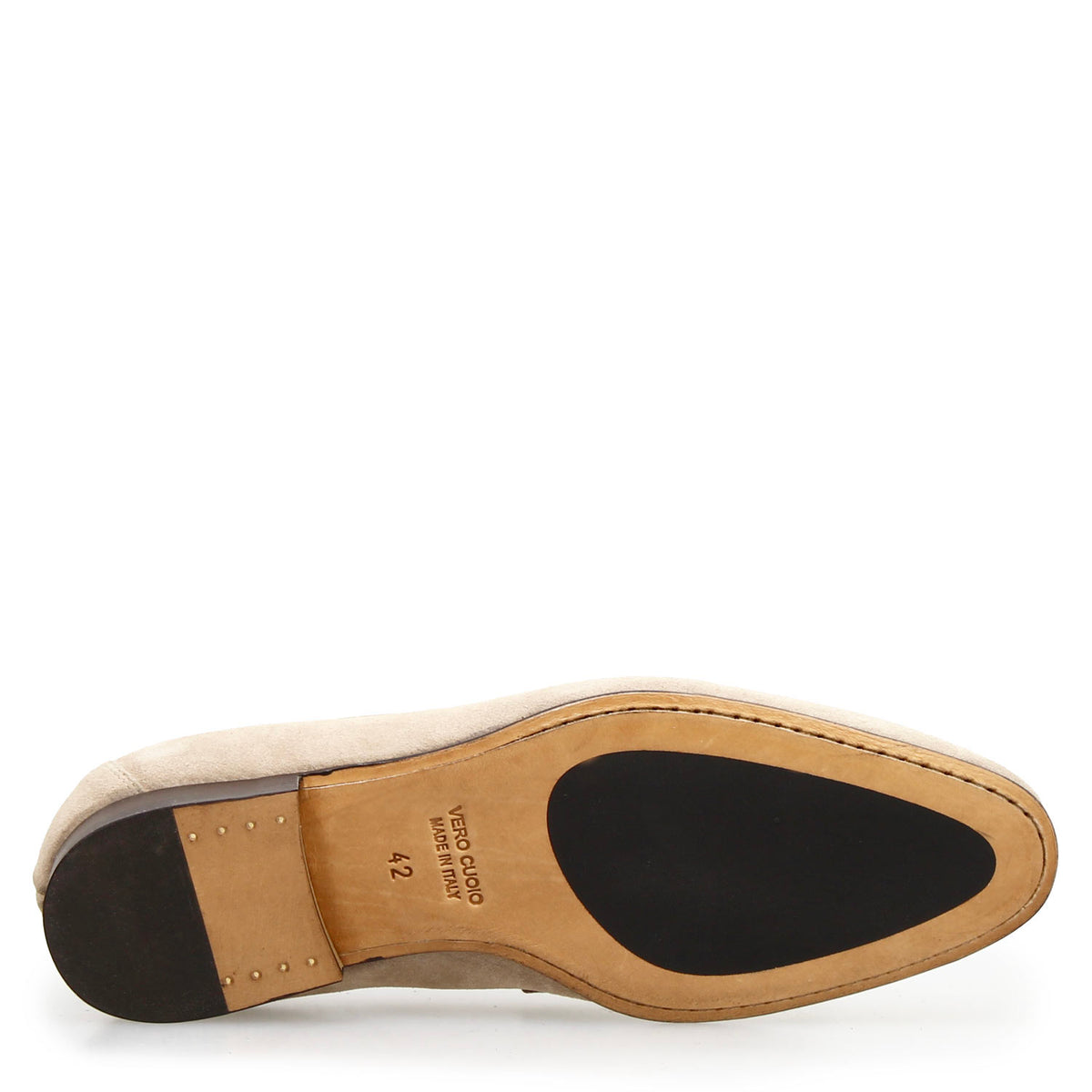 Mocassino artigianale uomo in pelle scamosciata beige Manfredo - LeonardoShoes
