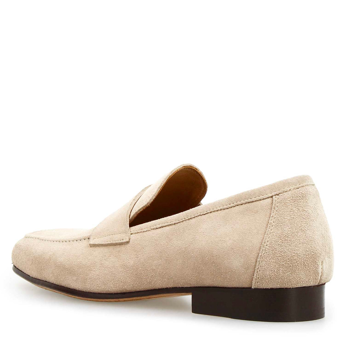 Mocassino artigianale uomo in pelle scamosciata beige Manfredo - LeonardoShoes