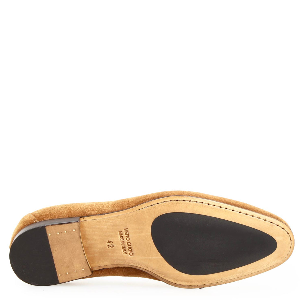 Mocassino artigianale uomo in camoscio marrone Manfredo - LeonardoShoes