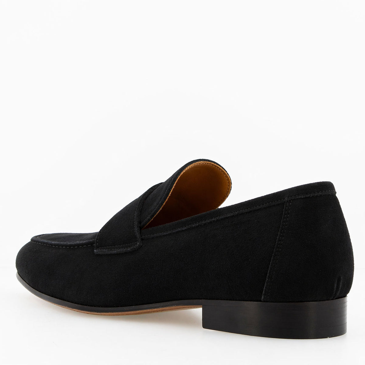 Mocassino artigianale uomo in camoscio nero Manfredo - LeonardoShoes