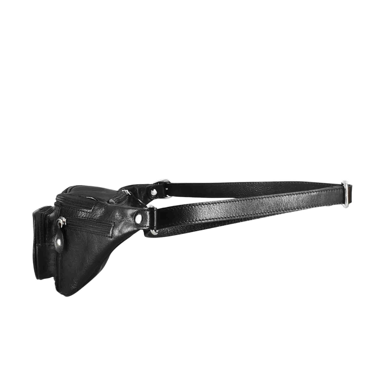 Marsupio classico da uomo in pelle colore nero multitasche - LeonardoShoes