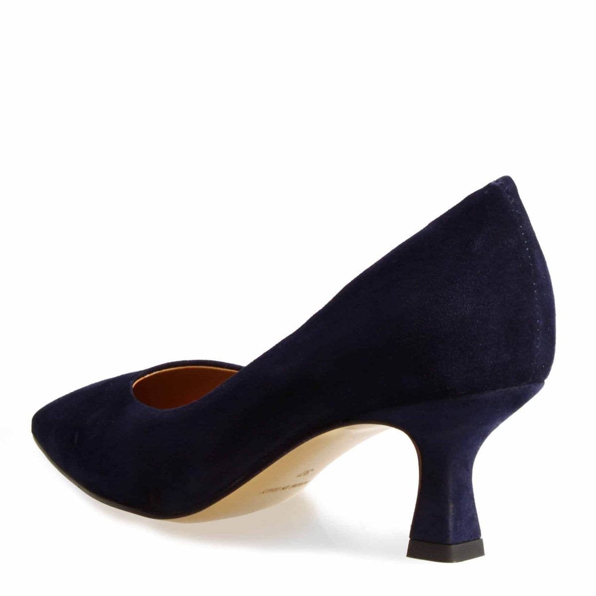 Décolleté da donna a punta e tacco medio in camoscio blu - LeonardoShoes