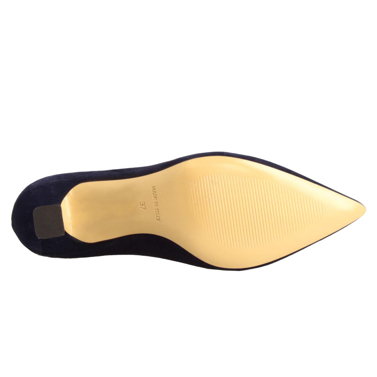 Décolleté da donna a punta e tacco medio in camoscio blu - LeonardoShoes