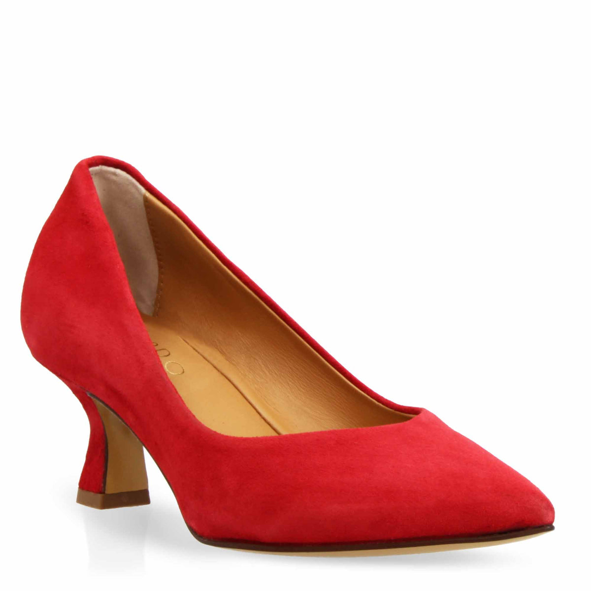 Décolleté da donna a punta e tacco medio in camoscio rosso - LeonardoShoes
