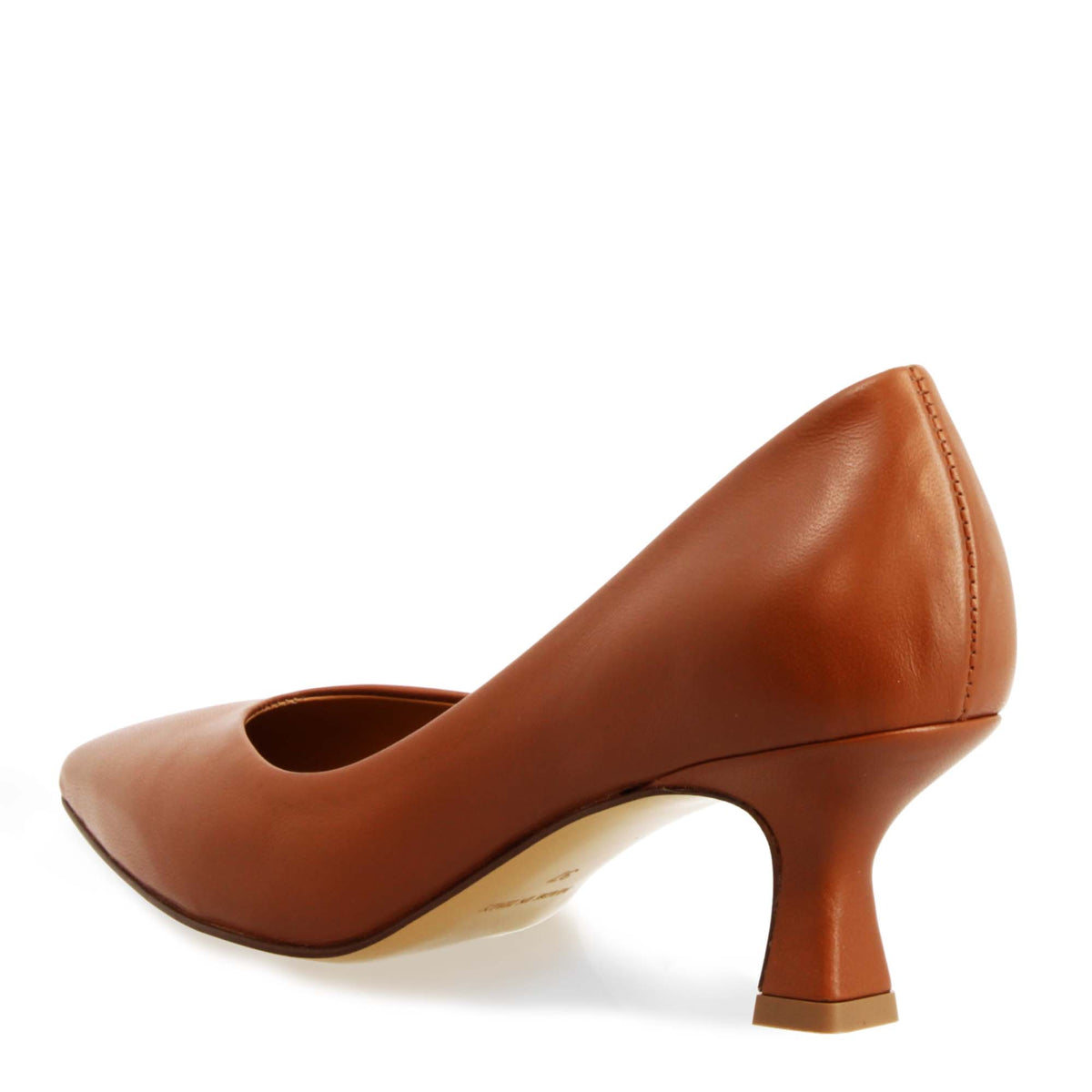 Décolleté marrone da donna in pelle a punta e tacco medio - LeonardoShoes