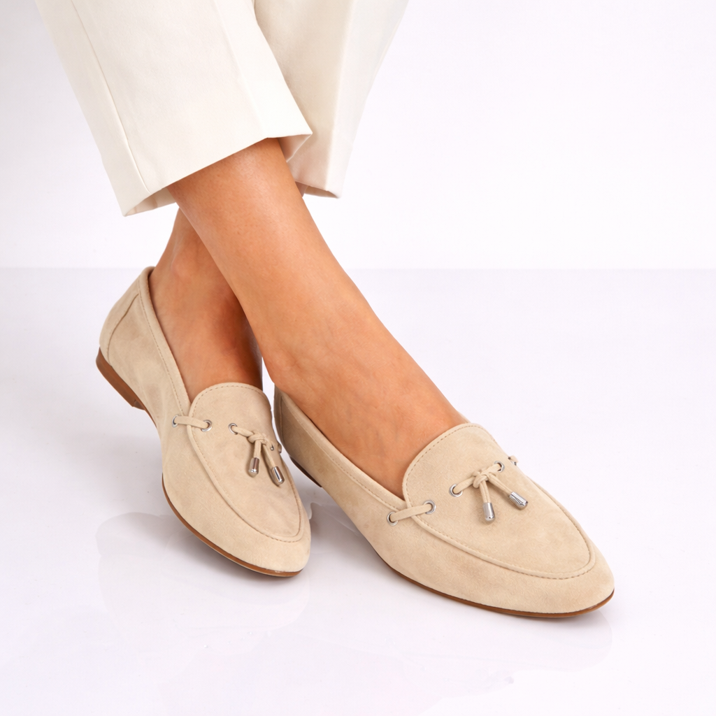 Mocassino da donna Arsilia in camoscio beige - LeonardoShoes