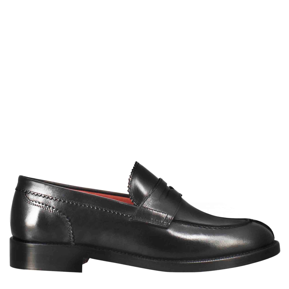 Mocassino da donna con bocca di leone in pelle nero - LeonardoShoes